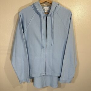 Christopher & Banks Women's‎ M Relaxed Restyled French Terry Seamed Zip Up Blue